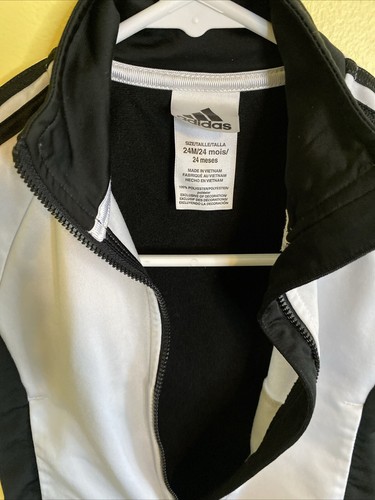 Baby White/Black Adidas Track Jacket 24 months Full Zip - Picture 3 of 3