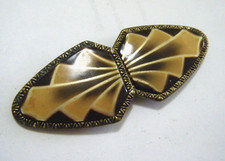 Vintage 20s Art Deco Czechoslovakia Enameled Metal 2 Part Small Belt Buckle