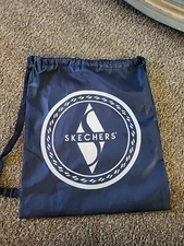 SKECHERS Blue Drawstring Shoe Dust Bag Cinch Backpack Straps Reusable Tote • VG‼
