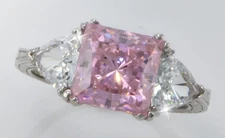 2.5 ct Pink  Princess Filligree  Ring Top Russian Quality CZ Extra Brilliant  4