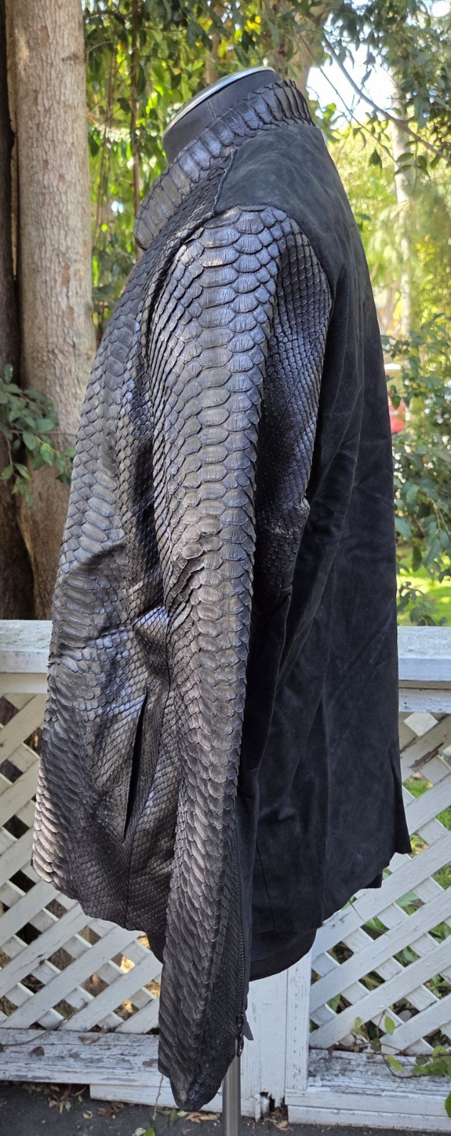 Raw 7 Men Full Zip Python Suede Jacket Size XL Bl… - image 7