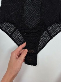 Aubade Women&rsquo;s Black Sheer Mesh Lace Bodysuit Made in France Size US 36 / EUR 80