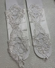 Ivory Lace Fingerless Bridal Gloves Beaded Sequin Wedding Prom Formal Elegant