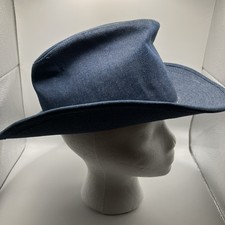 Vintage YA Blue Denim Men's Cowboy Hat Small/XS 6 5/8 or 6 3/4 Cotton