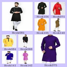 Mens Kurta only Cotton Shirt kurta Mens Tunic Top Plus Size Solid Smart Neck Des