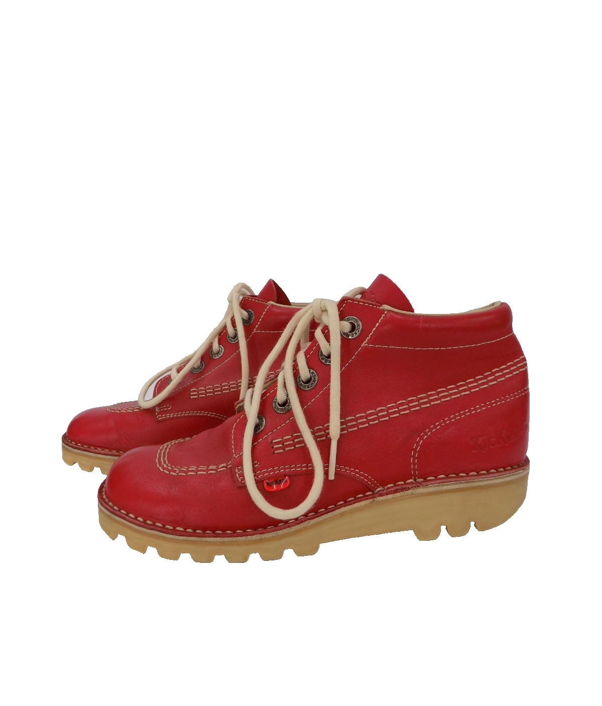 SAOLA Stivaletti rossi Kickers taglia 6 pelle stringati suola grossa kick hi donna ragazzo