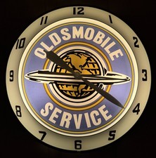 Vtg Oldsmobile ADVERTISING Double Bubble CLOCK Thermometer Gas Oil Pam Sign