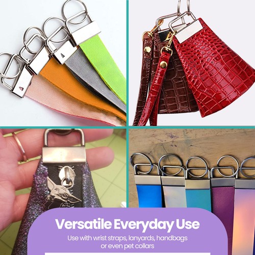 5-50X Key Fob Hardware Keychain Split Ring Wrist Wristlet Keyring Tail Clip 25mm - Picture 25 of 61