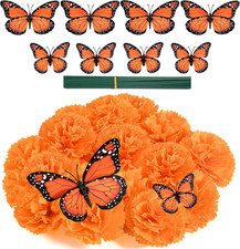 Artificial Marigold Flower Heads,Marigold Heads Bulk and 12 Monarch Butterfly fo