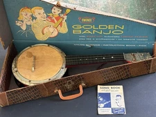 EMENEE Musical Toy GOLDEN BANJO: Circa 1950’s
