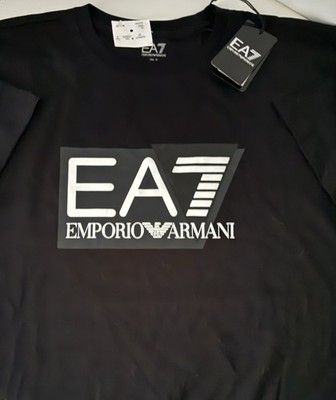 Emporio Armani EA7 Logo Graphic Print Black Men's M Cotton Jersey T-Shirt