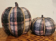 Decorative Fabric Stuffed Pumpkin Halloween Thanksgiving Fall And Autumn Plaid