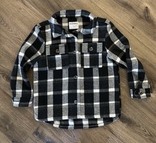 Old Navy Black Flannel Shacket Girls 10-12 Large