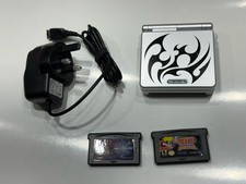 Game Boy Advance SP AGS-001 Tribal Silver Console Tested Working With Free Games