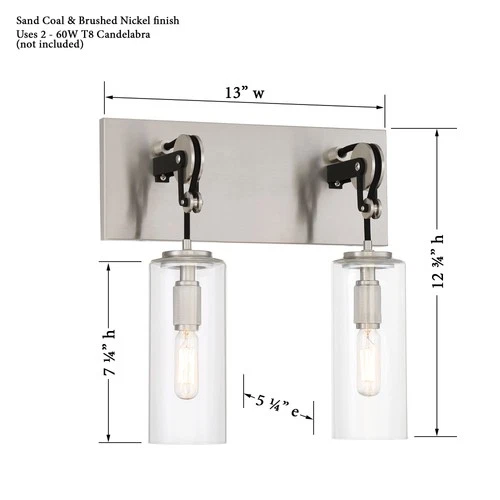Minka Lavery 2892 Pullman Junction 2 Light 13"W Bathroom Vanity - Nickel - Picture 2 of 2