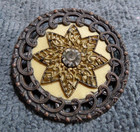 Large Vintage Antique Victorian Pierced Metal & Celluloid Button Star Design — photo 1