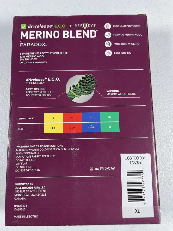 Top Paradox Para Mujer 1/4 Cremallera Mezcla Merino Rendimiento Capa Base, Púrpura Talla XL Foto 2 de 2