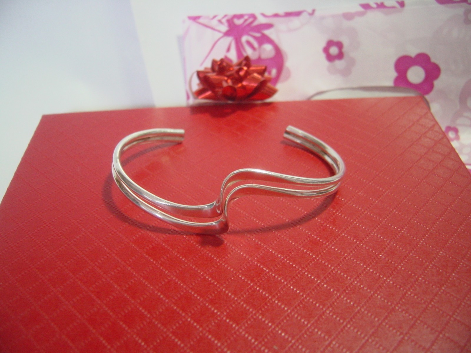 Superb Solid Silver fancy swirly Bangle - 7.", Be… - image 2