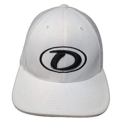 D-Bat Fitted Trucker Hat White 8 Embroidered Mesh Back 6 Panel Pacific Headwear