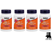 NOW FOODS MK-7 Vitamin K-2 100 mcg 60 Veg Capsules 733739009920x4 unit 