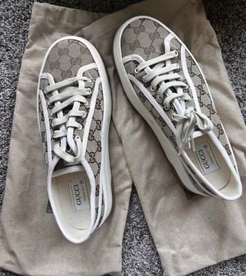 Gucci Tennis 1977 Original GG Canvas Sneakers Beige Ebony White