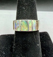 Vintage NF Thailand 925 Sterling Silver Abalone Ring As-Is Sz 7.5 - 5g