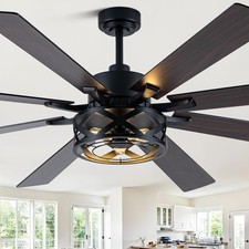 72" Farmhouse Ceiling Fan with Lights and Remote, Large Rustic Ceiling Fan Bl...