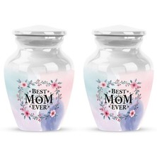 Best Mom Ever Theme Urn 3Inch Set Of 2 for Ashes for Ash Keepsake Cremation