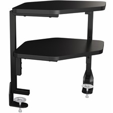 VIVO Black Corner Clamp-on 17" Above or Below Desk 2-Tier Shelving Organizer