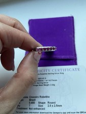 Gemporia GZCU31.9 Rubellite Sterling Silver Ring Size R To S New With Cert