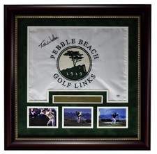 Tom Watson Autographed/Signed Pebble Beach Pin Flag Framed PSA/DNA 205708