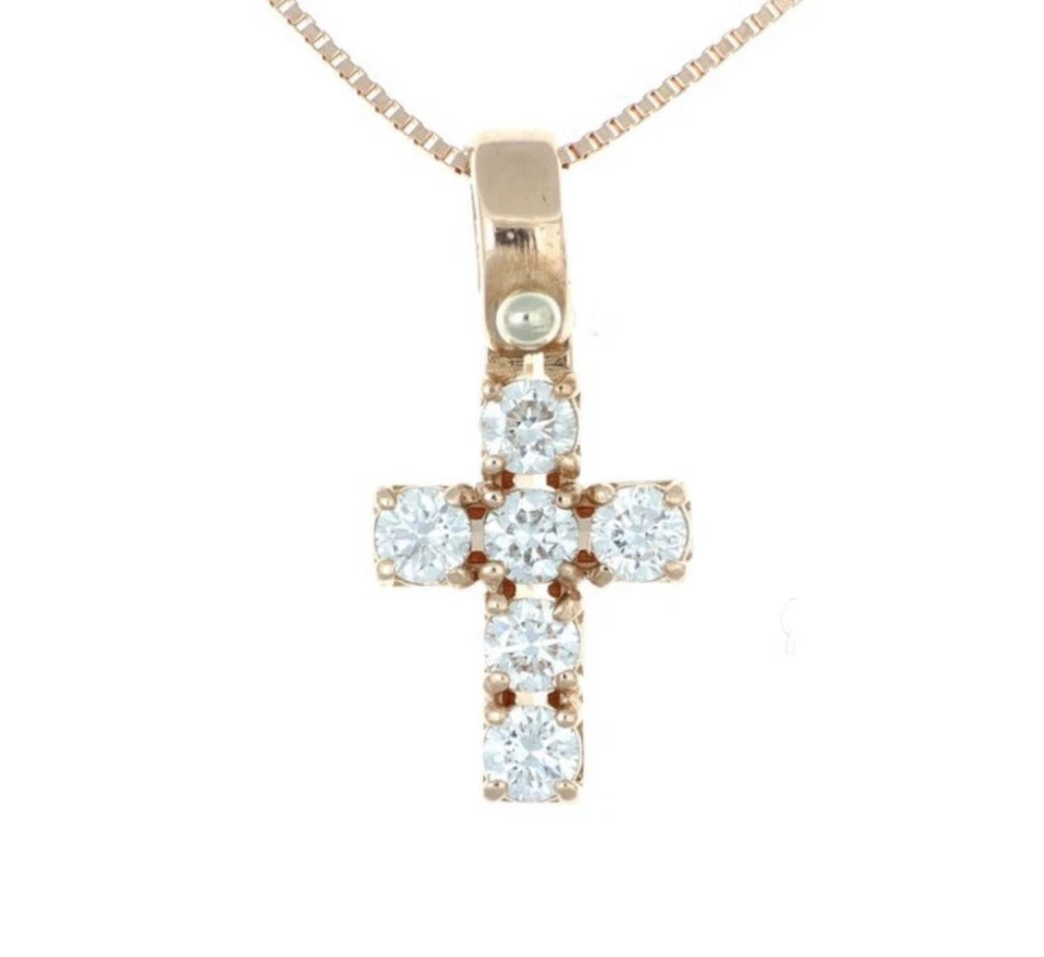 Kette mit Anhänger aus 18 Karat Gold mit Diamanten. Handgefertigt in Italien. - Bild 1 von 4