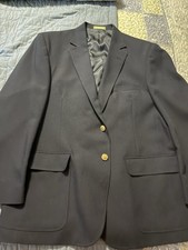 VTG Orvis Men’s Navy Blue Wool Blazer Sport Coat 46R XL Gold Buttons USA Made