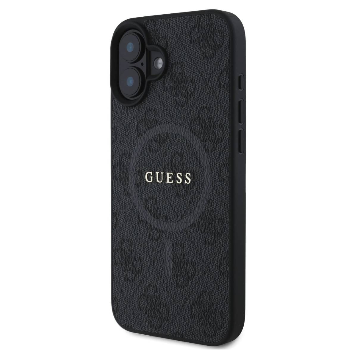 Coque iPhone 16 Guess imprimé 4G noir pour vos soirées chic - 2