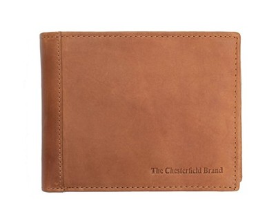 Chesterfield robuste cognac dicke dreifach faltbare Leder Geldbörse RFID neu verpackt