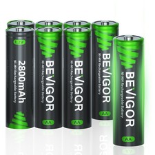 BEVIGOR AA Rechargeable Batteries 8 Pack 1500 Cycles 2800mAh 1.2V High Capacity 2.61 per battery
