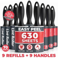 3-9 Lint Roller Refills Rolls Pet Dog Hair Fur Clothes Fluff Dust Remover Sticky
