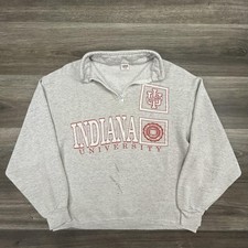 Vintage Indiana University 1/4 Zip Pullover Sweatshirt Mens XL Gray NCAA 90s USA