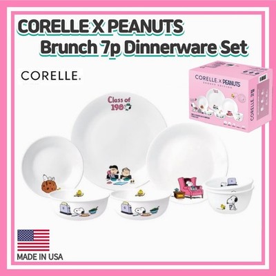 Corelle x Peanuts Snoopy Brunch 7-teiliges Geschirrset/USA, Charlie, Snoopy...