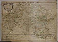 ASIAN CONTINENT 1669 GUILLAUME SANSON UNUSUAL ANTIQUE COPPER ENGRAVED MAP