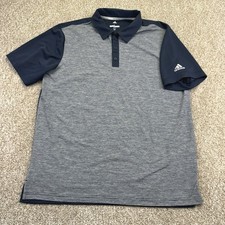 Adidas Golf Polo Shirt Men  s Large Gray Blue Stripe Colorblock Short Sleeve