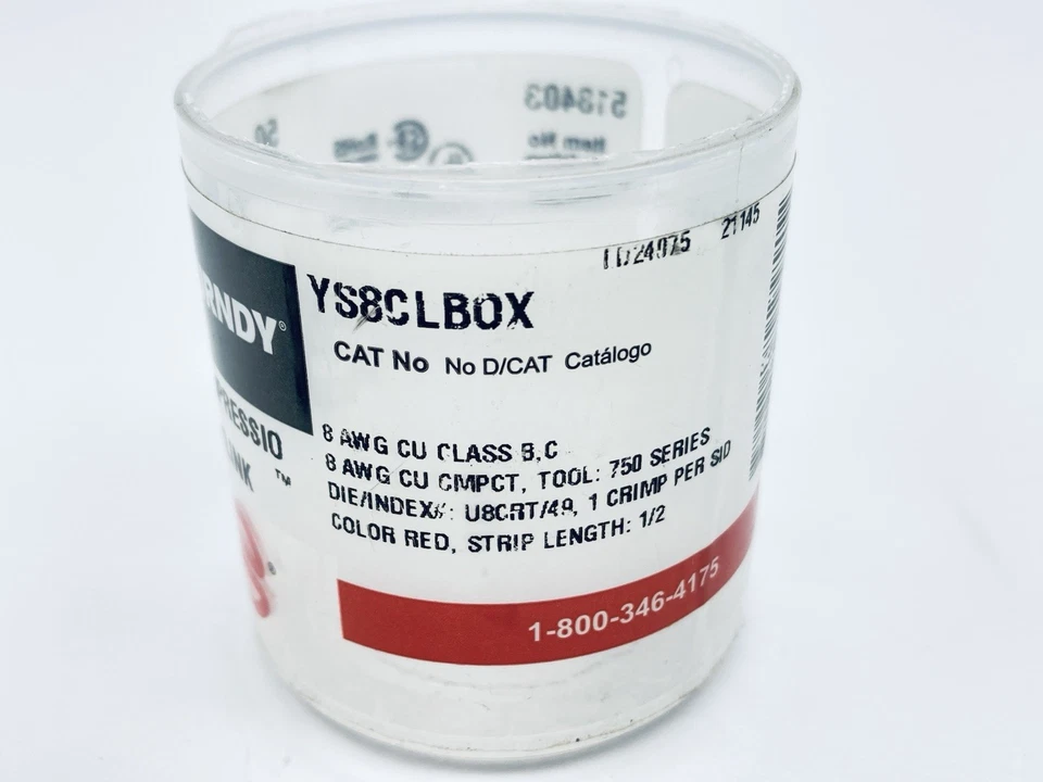 Lot Of 18 Burndy YS8CLBOX Compression Splice 8 AWG Red Die U8CRT / 49 Hylink - Image 4 of 4