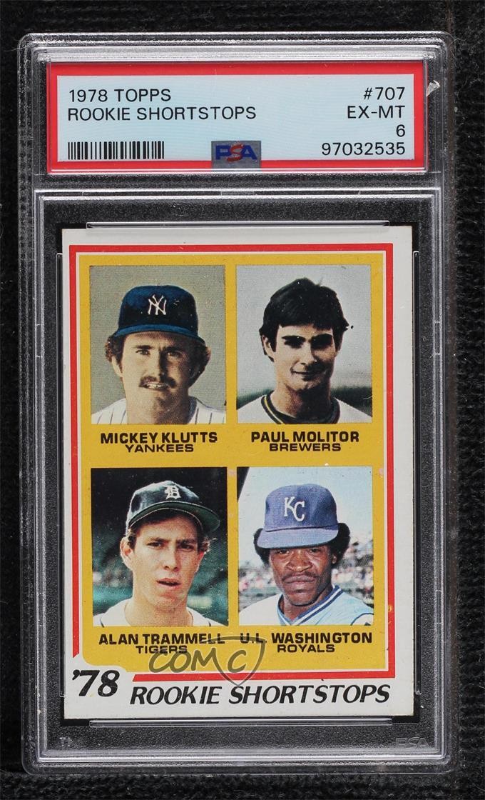 1978 Topps Shortstops Mickey Klutts Paul Molitor #707 PSA 6 Rookie RC HOF 0y8e