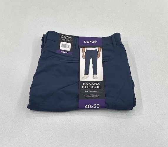 Banana Republic Men's Slim Fit Flat Front Pants, Blue, Size 40x30