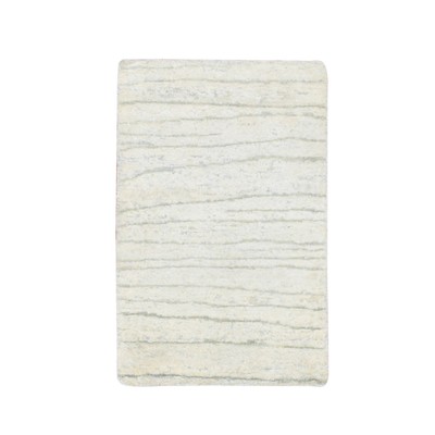 2'x3' Chiffon White Modern Wave Design Pure Silk Hand Knotted Sample Rug R75709