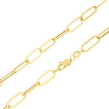 14k Yellow Gold 6mm Paperclip Chain Rolo Dainy Cable Link Necklace Men Women 20"
