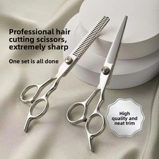 2PCS Pro Hair Cutting Scissors Set - Thinning Shears  Barber Salon  Home Use