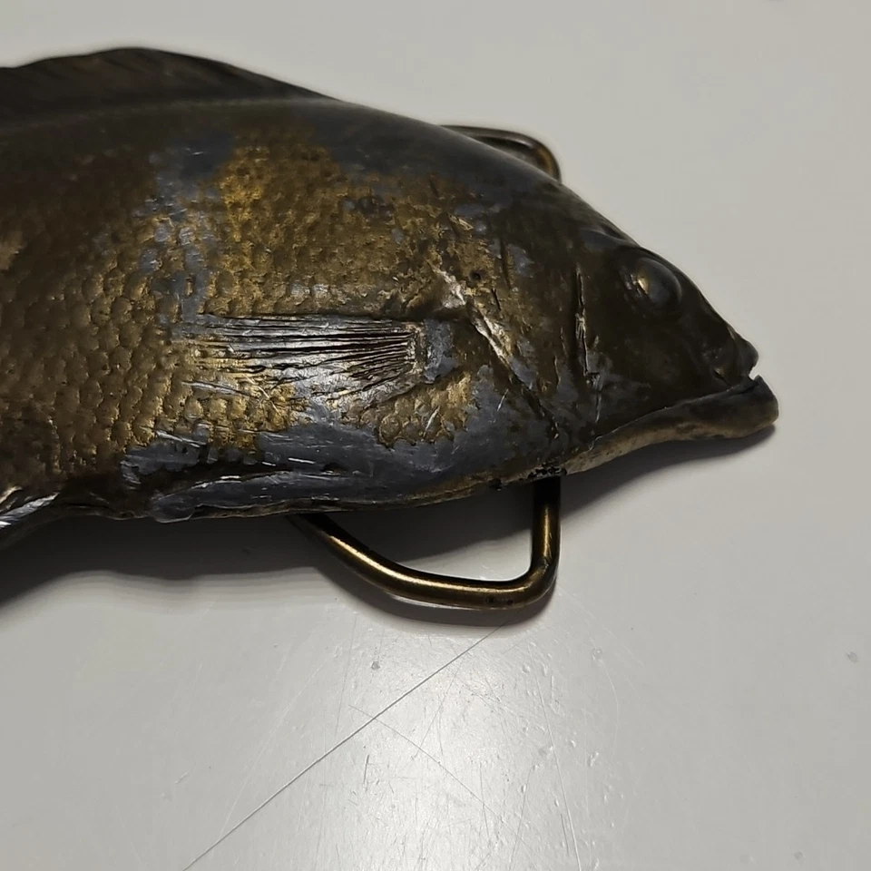 Vintage Bergamot Brass Works Fish Belt Buckle 1976 Darien WI Fishing - Image 2 of 4