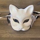 Hand Painted Cat Mardi Gras Halloween Mask Made in Italy Venezia White Pink