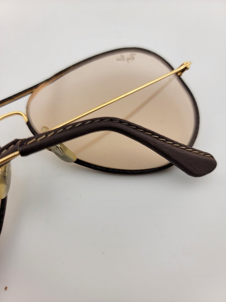 RARE VINTAGE RAY BAN LEATHERS AVIATOR TOBACCO LEATHER 58' B&L
